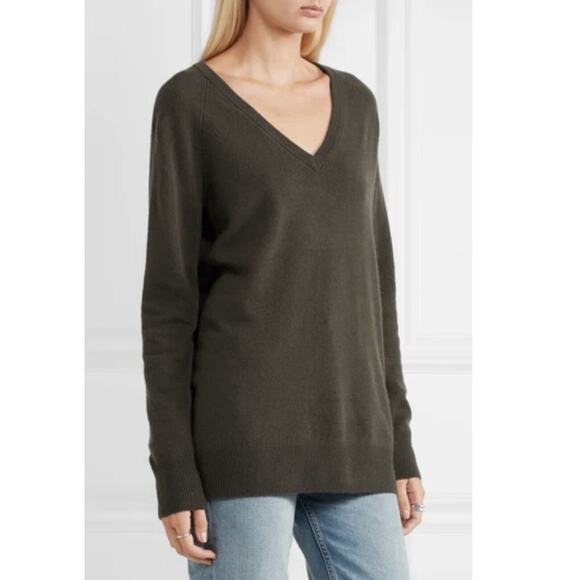 Equipment Asher Oversized Cashmere Sweater Small Green V Neck Revolve Women EUC - Picture 1 of 6
